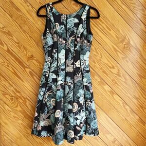 White House Black Market Floral Neoprene Scuba Fit and Flare Dress